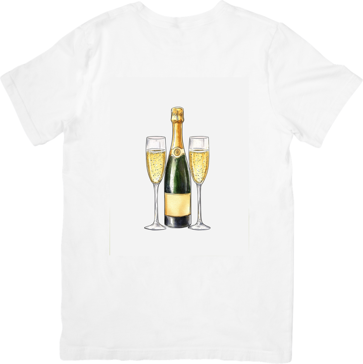 Champagne Celebration T-Shirt | Watercolor Bottle & Flutes Graphic Tee | Party Toast Gift