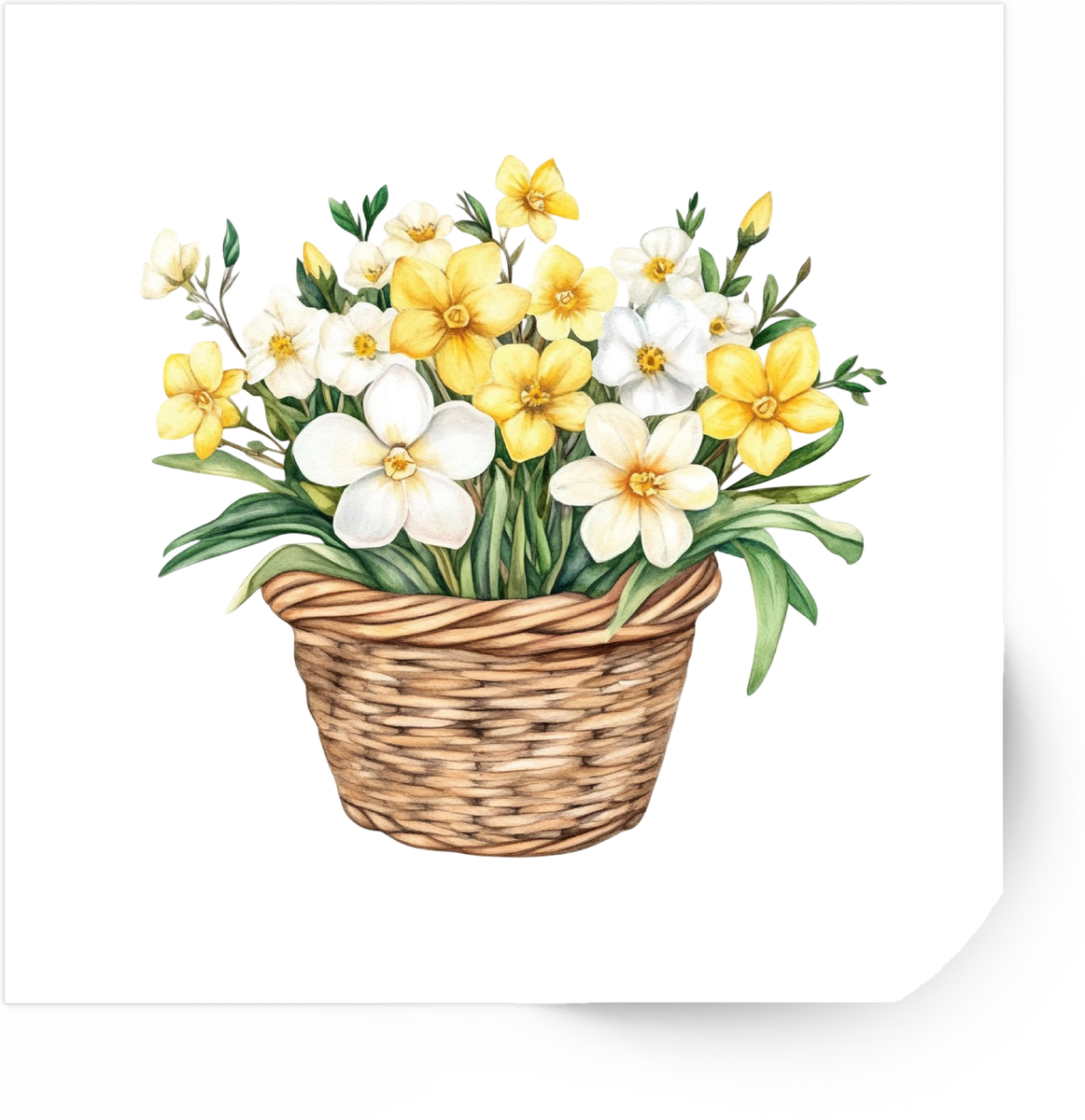 Daffodil Basket Sticker | Watercolor Spring Flowers Vinyl Decal | Botanical Garden Gift