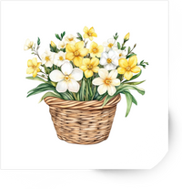 Thumbnail for Daffodil Basket Sticker | Watercolor Spring Flowers Vinyl Decal | Botanical Garden Gift