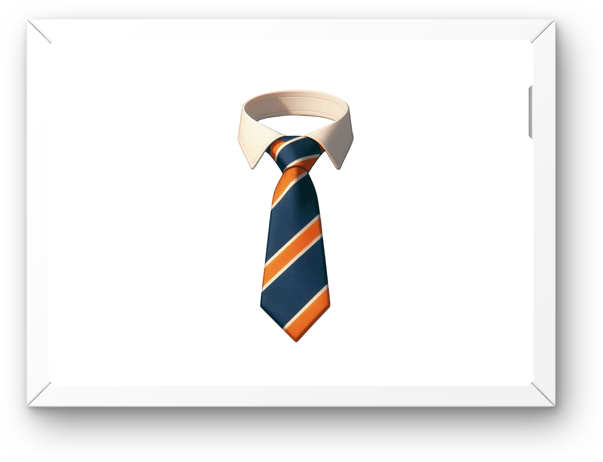 Striped Necktie Wall Art | Classic Navy Orange Tie Print | Office Gentleman Gift
