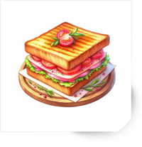 Thumbnail for Grilled Sandwich Sticker | Watercolor Tomato Ham Toast Vinyl Decal | Foodie Kitchen Gift