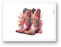 Thumbnail for Floral Cowboy Boots Wall Art | Watercolor Pink Western Print | Cowgirl Country Gift