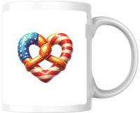 Thumbnail for American Flag Pretzel Heart Mug | Patriotic 4th Of July Coffee Mug | Summer BBQ Gift