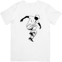 Thumbnail for Skateboarder Trick T-Shirt | Black & White Street Skate Graphic Tee | Skater Gift