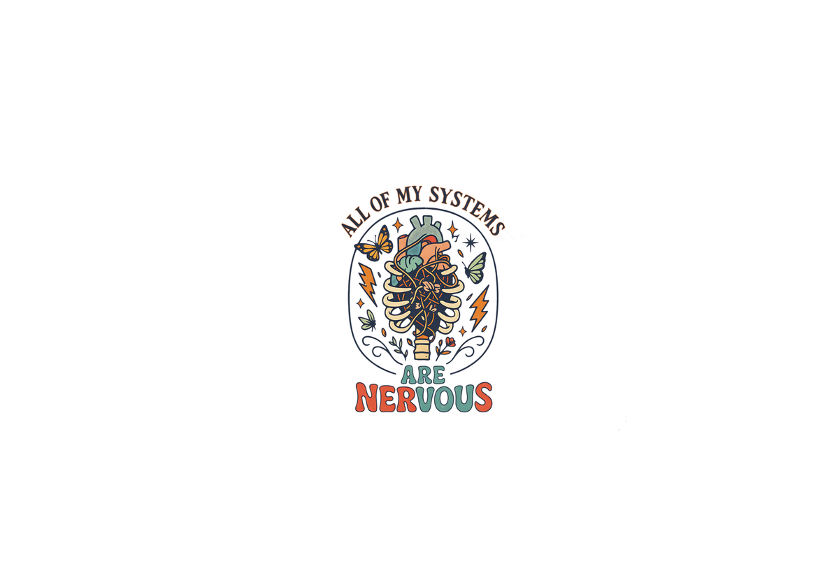All My Systems Are Nervous Throw Pillow | Retro Anatomical Heart Pillow | Funny Anxiety Gift