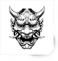 Thumbnail for Hannya Oni Mask Sticker | Black & White Japanese Demon Vinyl Decal | Tattoo Style Gift