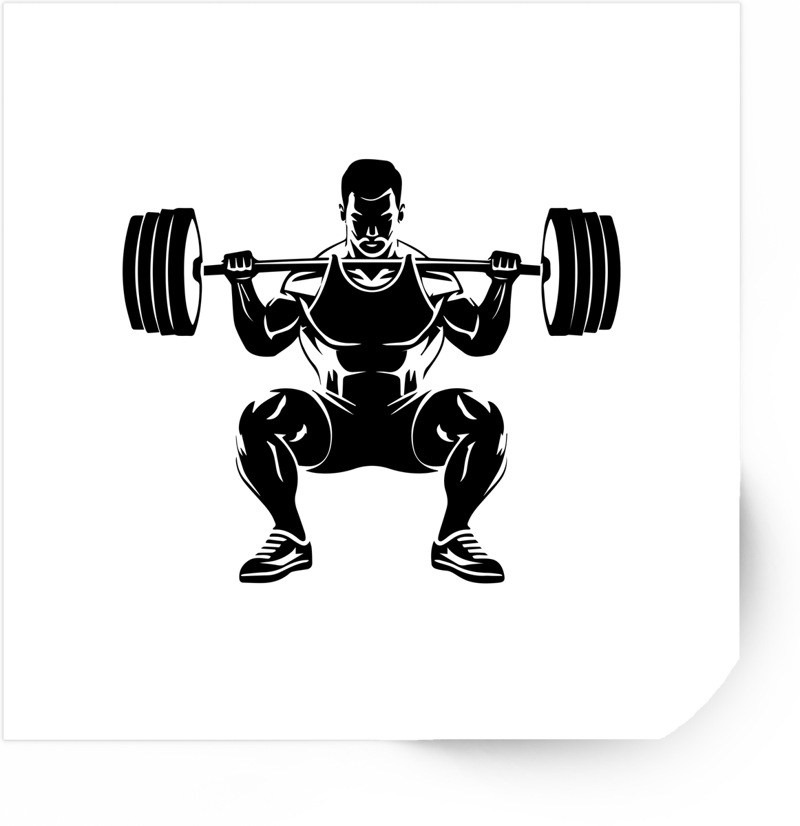 Barbell Squat Lifter Sticker | Bold Black Fitness Vinyl Decal | Gym Weightlifting Gift