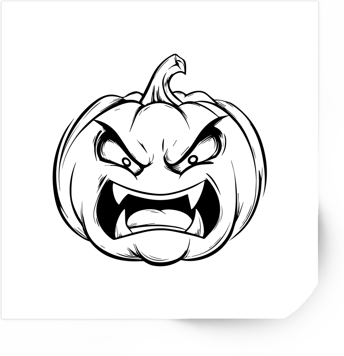 Angry Jack-O-Lantern Sticker | Black Ink Halloween Pumpkin Vinyl Decal | Spooky Fall Gift