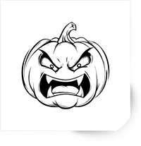 Thumbnail for Angry Jack-O-Lantern Sticker | Black Ink Halloween Pumpkin Vinyl Decal | Spooky Fall Gift