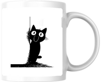 Thumbnail for Startled Black Cat Mug | Funny Peeking Kitty Coffee Mug | Cat Lover Gift