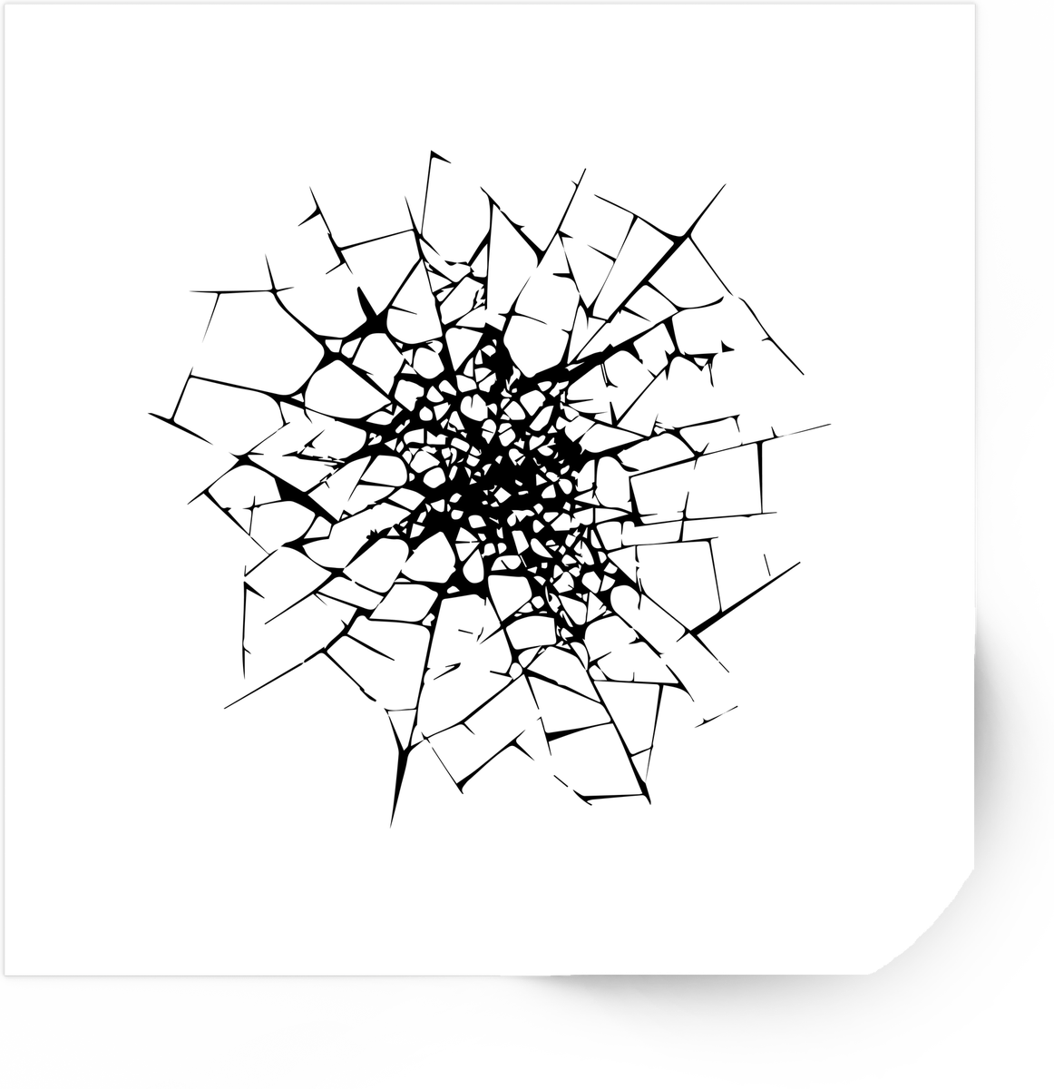 Shattered Glass Sticker | Black & White Cracked Burst Vinyl Decal | Edgy Grunge Gift
