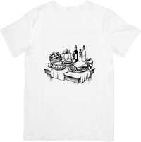 Thumbnail for Harvest Feast Table T-Shirt | Vintage Thanksgiving Line Art Graphic Tee | Fall Foodie Gift
