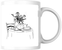Thumbnail for Elegant Table Setting Mug | Line Art Floral Dinner Scene Coffee Mug | Hostess Gift