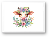 Thumbnail for Floral Crown Baby Cow Wall Art | Watercolor Nursery Animal Print | Farmhouse Kids Room Gift
