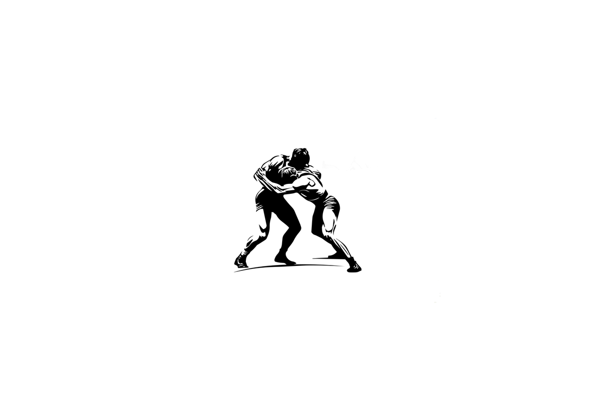 Wrestlers Throw Pillow | Bold Black Grappling Silhouette Decorative Pillow | Wrestling Fan Gift