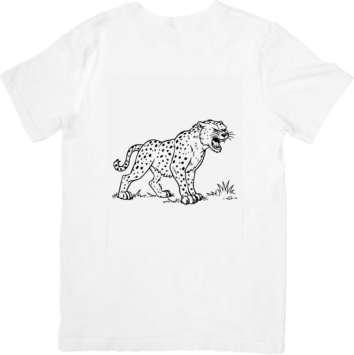 Snarling Cheetah T-Shirt | Black & White Wild Cat Line Art Graphic Tee | Wildlife Lover Gift
