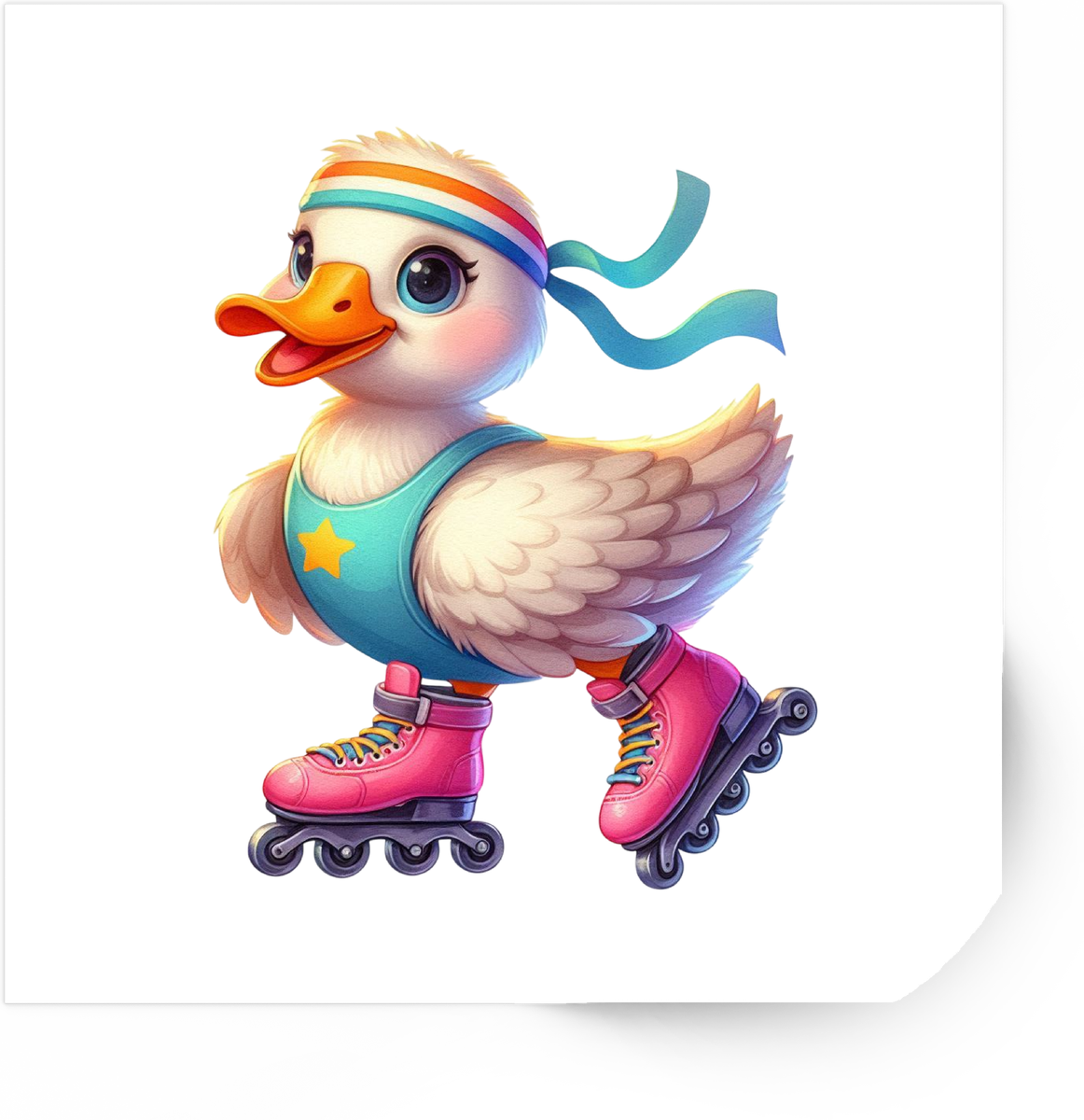 Roller Skating Duck Sticker | Cute Retro Skater Duck Vinyl Decal | Kids Fun Gift