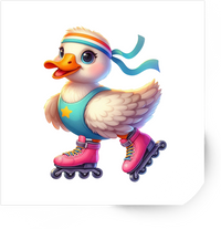 Thumbnail for Roller Skating Duck Sticker | Cute Retro Skater Duck Vinyl Decal | Kids Fun Gift
