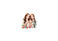 Thumbnail for Family Summer Drink Throw Pillow | Illustrated Mom Kids Portrait Decorative Pillow | Family Home Gift
