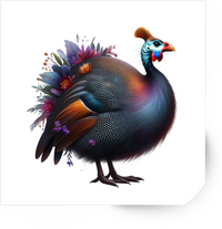 Thumbnail for Floral Guinea Fowl Sticker | Colorful Speckled Bird Vinyl Decal | Whimsical Nature Gift