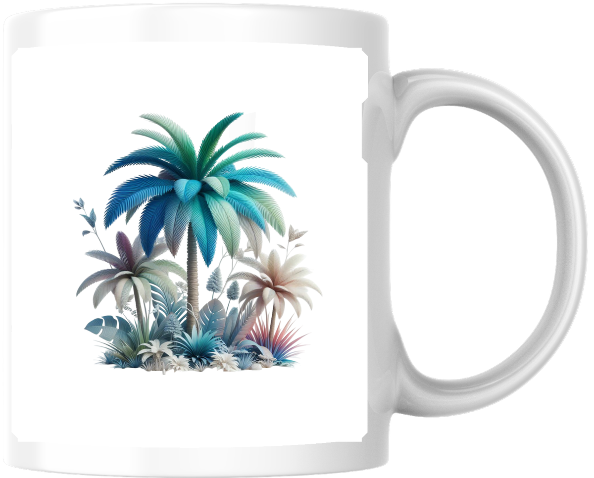 Tropical Palm Trees Mug | Watercolor Jungle Paradise Coffee Mug | Beach Lover Gift