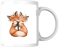 Thumbnail for Cuddling Foxes Mug | Watercolor Floral Crown Coffee Mug | Cute Couple Gift