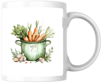 Thumbnail for Carrots In Stock Pot Mug | Watercolor Farmhouse Vegetable Coffee Mug | Cooking Foodie Gift