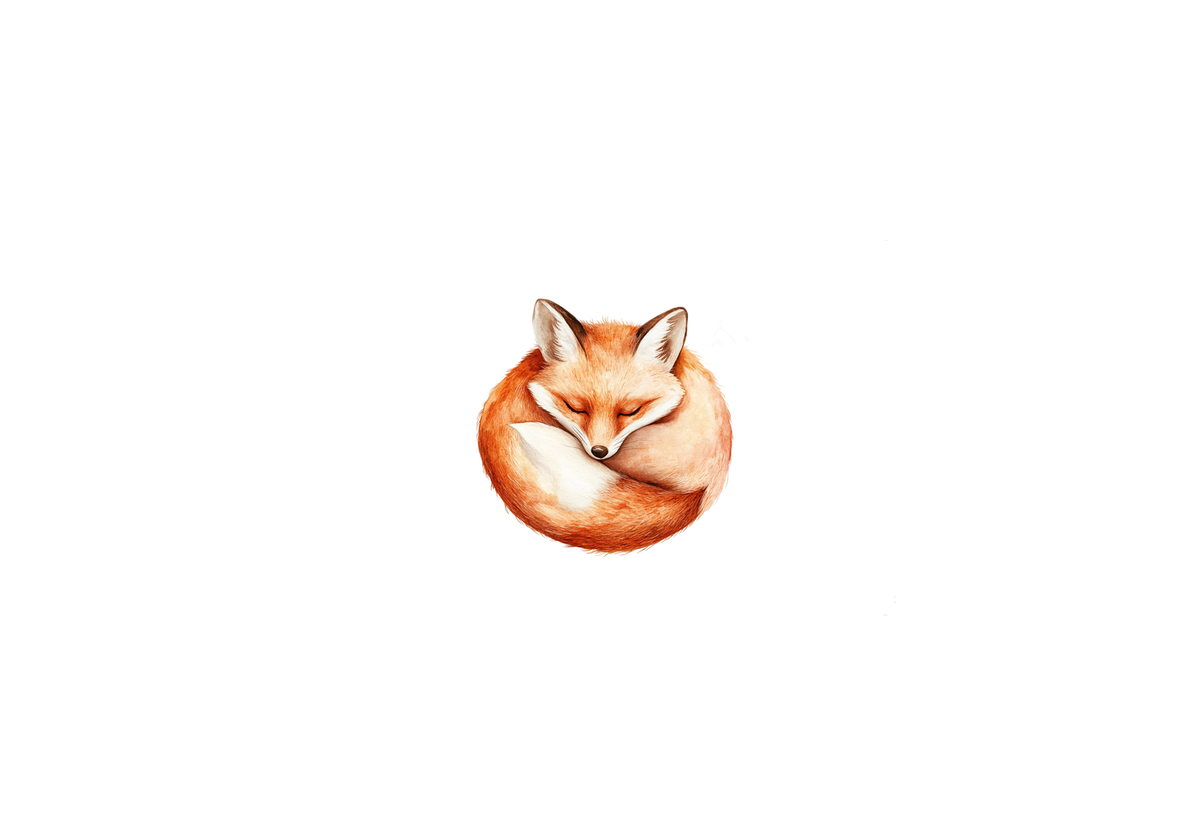 Sleeping Fox Throw Pillow | Watercolor Curled Woodland Animal Decorative Pillow | Nursery Kids Room Gift