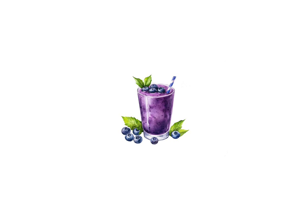 Blueberry Smoothie Throw Pillow | Watercolor Fresh Fruit Drink Decorative Pillow | Kitchen Kids Room Gift