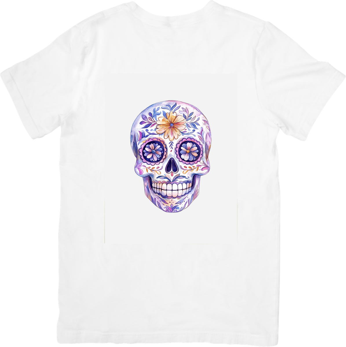 Floral Sugar Skull T-Shirt | Watercolor Day Of The Dead Graphic Tee | Dia De Los Muertos Gift