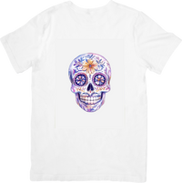 Thumbnail for Floral Sugar Skull T-Shirt | Watercolor Day Of The Dead Graphic Tee | Dia De Los Muertos Gift