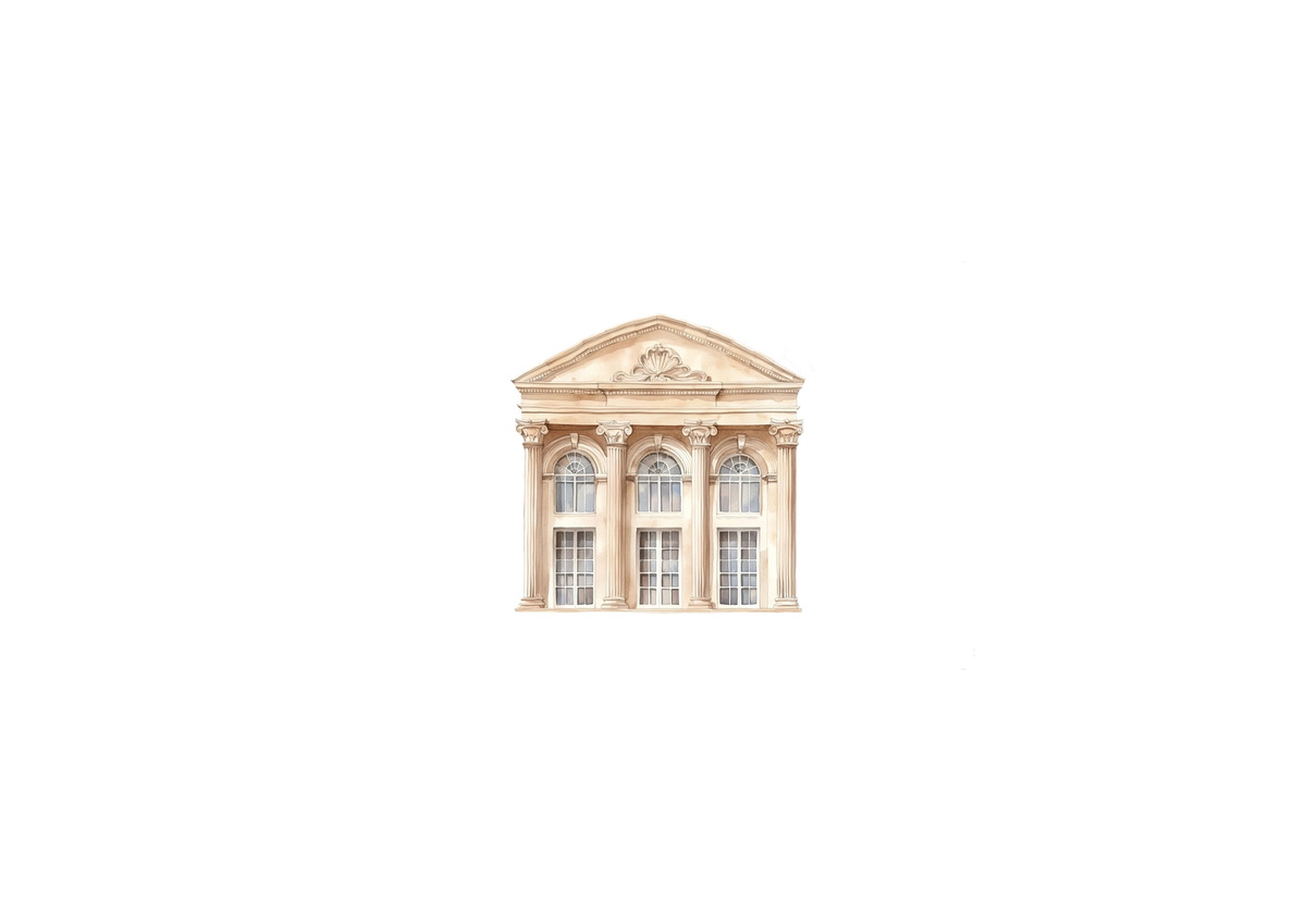 Neoclassical Facade Throw Pillow | Watercolor Classical Architecture Decorative Pillow | Elegant Home Gift