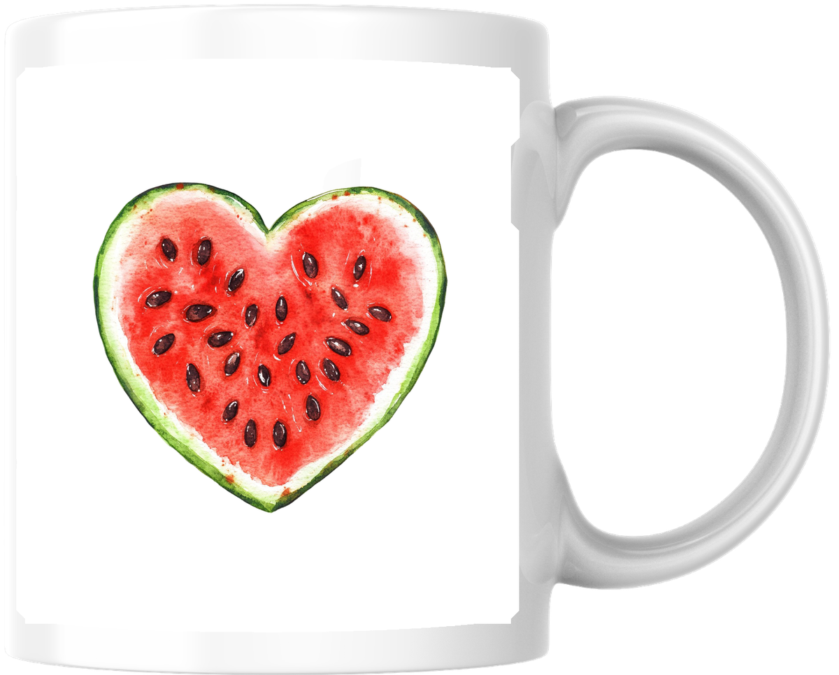 Watermelon Heart Mug | Watercolor Summer Fruit Coffee Mug | Fruit Lover Gift