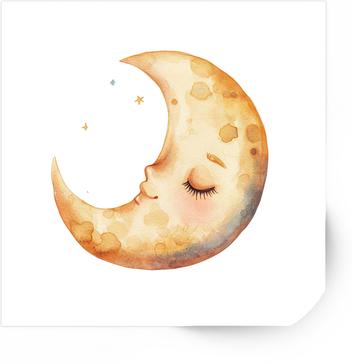 Sleeping Crescent Moon Sticker | Watercolor Celestial Nursery Vinyl Decal | Baby Kids Room Gift